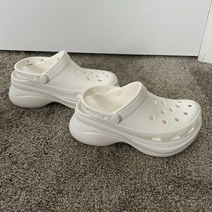 White Platform Crocs